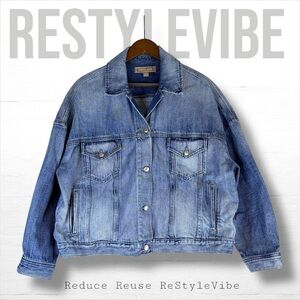 POINT SUR Women’s Size S Jacket Denim Jean Coat Trucker Style Oversized